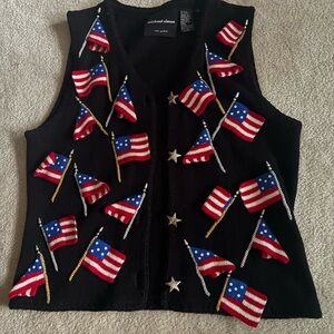 Michael Simon Black Vest with Flag Accents